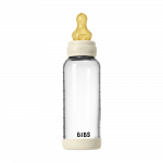 BIBS naujasis stiklinis buteliukas nuo dieglių 240 ml medium flow pilnas komplektas Ivory