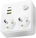 &Scaron;akotuvas (2 pozicijų) LINEA PRO FL2, baltas, su 2xUSB + 1xUSB C