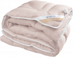 Merino vilnos antklodė 180x200 cm, natūralus avių vilnos užpildas, visų sezonų naudojimui, rožinis polimedvilnės užvalkalas, reumatiniam komfortui, &scaron;ilta patalynė