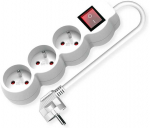 VALUE 3-fach Steckdosenleiste UTE mit Schalter, runde Dosen, wei, 3 m