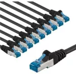 Goobay CAT 6A kabelis krosowy, S/FTP (PiMF), 1 m, juoda, komplektas 10 - Długość kabla 1 m