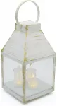 Ambiance Light Koopman Latarnia lampion adwentowy roraty LED 25cm 3 świece timer balta