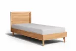 OAKY 90 Ąžuolinė Lova : Apdaila - Aliejuota bespalviu aliejumi su kietaisiais va&scaron;kais, Čiužinio dydis - 90x200cm, Kojos - Metalinės, juodos spalvos, lovoms