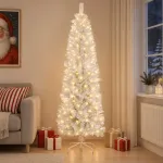 Dirbtinis lieknas Kalėdų medis 210 cm 300 LED &Scaron;ilta balta