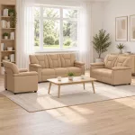 Sofa Sofos komplektas 3 vnt. Kapučino Dirbtinė oda