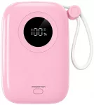 Powerton ENERGY PASTEL EDITION Powerbank 10000mAh, 2x USB-C, 22.5W, zintegrowane kable, rožinė