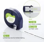 Labelkingdom etiketės juosta, suderinama su Dymo Label 91220, pakaitalas Dymo, popierinė etikečių juosta, skirta dymo Lt100h Lt100t Lt110t Qx50 Xr etikečių spausdintuvui, juoda ant baltos juostos 12 mm, 5 vnt.