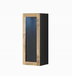 Vitrina vigo 90 stiklas juodas/ ąžuolas wotan - Cama Meble