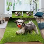Dilani Tibetan Terrier patalynės komplektas 135 x 200 cm &scaron;uo gyvūnas 3d spauda mink&scaron;tas mikropluo&scaron;tas 3 dalių antklodžių užvalkalai su užtrauktuku ir 2 pagalvių užvalkalai 80 x 80 cm suaugusiems vaikams