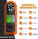 Waporich mini vėjo matuoklis, rankinis skaitmeninis Lcd ekranas, anemometras, ne&scaron;iojamas vėjo matuoklis vėjo greičio/temperatūros matavimui banglenčių sportui, žvejybai, aitvarams Rq-818
