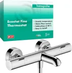 Hansgrohe Ecostat Fine 13325000 potinkinis vonios termostatas su apsauginiu užraktu (safetystop) ties 40 &deg;c, termostatas voniai, mai&scaron;ytuvas 2 vartotojams, chromas