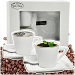 2x puodelis su lėk&scaron;tele balta 80ml kavai arbatai espresso puodeliai
