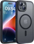 Tocol dėklas, skirtas iphone 14 su magsafe, pilna kameros apsauga, atsparus smūgiams, atsparus įbrėžimams, permatomas galinis dangtelis, magnetinis telefono dėklas, skirtas iphone 14, juodas