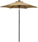 Sodo skėtis nuo saulės su LED, taupe, 200x211cm, aliuminis