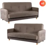 Sofa Mebel Elite I&scaron;skleidžiamų sofų komplektas CUBA, 2 vnt., smėlinės spalvos