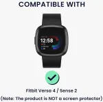 Kwmobile 2 x Plastikinis dėklas, suderinamas su Fitbit Versa 4 / Sense 2 apsauginiu rėmeliu - blizgučių apsaugos priedai, juodas / sidabrinis