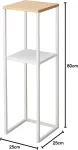 Yamazaki 5983 Tower lentyna su mediniu vir&scaron;umi ir 2 lygiais, balta, plienas/bambukas, minimalistinis dizainas, 25 x 25 x 80 cm (i x P x A)