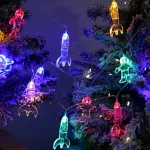 Lelyfit vidaus dekoratyvinės lemputės, dekoratyvinės lemputės, lauko lemputės su baterijomis, 3,0 m 20 led astronautų kosminio laivo raketų dekoratyvinės lemputės, vaikų kambariui, led raketų pakabinamos dekoratyvinės lemputės sodui, terasai, medžiam ...