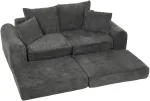Modulinė sofa-lova su &scaron;eniliniu apmu&scaron;alu, tamsiai pilka, 204 &times; 179 &times; 65 cm