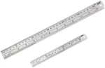 2 dalių nerūdijančio plieno liniuotė, precizi&scaron;kas plieno liniuočių rinkinys, 12 colių (30 cm) + 6 colių (15 cm), metalinis tiesus kra&scaron;tas su coliais ir centimetrais biurui, mokymuisi, pie&scaron;imui