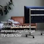 Laikiklis Pedestal Straight Rollin' mobilus tv stovas su ratukais, skirtas 40&ndash;70 colių ekranams, stilingas tv vežimėlis (anglies spalvos)