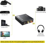 Stiprintuvas Prozor dac konverteris, audio adapteris, optinis į rca, toslink į aux lizdą, skaitmeninis į analoginį, optinis į 3.5 mm lizdą, rca, skirtas skaitmeniniam audio, televizoriams, blu-ray grotuvams, hd dvd grotuvams