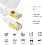 Deface Cat 8 ethernet kabelis 30m cat8 interneto kabelis plok&scaron;čias gigabitinis didelio greičio ekranuotas rj45 lan kabelis baltas