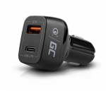 Green Cell Žalias Cell GREENCELL CAD33 automobilinis įkroviklis Žalias Cell USB-C maitinimo tiekimas + USB greitas įkrovimas 3.0