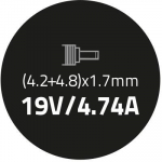 QOLTEC 51500 Ne&scaron;iojamas kompiuteris kintamosios srovės adapteris Qoltec HP Compaq 90W 19V 4.74A (4.2+4.8) 1.7
