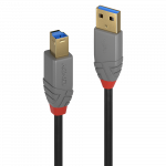 USB Laidas - LINDY Anthra Line USB 3.2 Type A į B Laidas M/M, 5Gbps, 2 m, Juodas