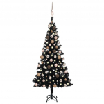 Dirbtinė Kalėdų eglutė su žaisliukais, juoda, 150cm, PVC