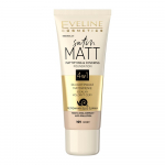 &bdquo;Eveline Cosmetics&ldquo; &bdquo;Eveline Satin Matt&ldquo; matinį efektą suteikiantis ir dengiantis makiažo pagrindas 4in1, 101 Ivory, 30 ml