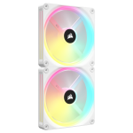 Dvigubas CORSAIR iCUE LINK QX140 RGB Baltas 140 mm magnetinio kupolo ventiliatoriaus komplektas