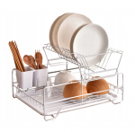 Dviejų pakopų balta indų džiovyklė, 33x43x27,5cm