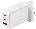 eSTUFF Namų įkroviklis USB-C PD 67W GaN UK ki&scaron;tukas - Balta - 100% perdirbtas plastikas, vidaus, AC, 20 V, Balta