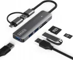 USB &scaron;akotuvas Zenwire USB-C &scaron;akotuvas 7in1 3x USB 3.0 SD TF kortelių skaitytuvas COMBO Zenwire
