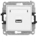 Karlik Elektrotechnik 25MCUSB-3 MINI vieno USB įkroviklio mechanizmas, 5 V, 2 A, baltas matinis 25MCUSB-3