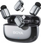 BOYA Microphone Wireless Mini 2-01 2.4GHz, AI Powered Noise Cancellation with 2 transmitters and 2 receivers (Type-C and Lightning) Space Gray EU