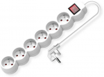 VALUE 6-fach Steckdosenleiste UTE mit Schalter, runde Dosen, wei, 1,5 m
