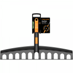 FISKARS UNIVERSALUS SODO GRĖBLYS LAPAMS IR DIRVOS LYGINIMUI, PLASTIKINĖ GALVUTĖ ONECLICK SISTEMAI