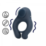 Loveline By Shots Mėlyna Vibrating Cockring with Clitoris Stimulation - Indigo Mėlyna