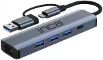 Inca Huby i koncentratory USB Type-C 1000 Mbit/s Pilka (IUTP-5T)