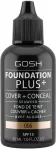 Gosh, Foundation Plus+, Cover & Conceal, Liquid Foundation, 006, Honey, SPF15, 30 ml