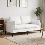 Dvita&scaron;kė sofa Balta 188 x 81 x 89 cm Audinys