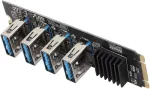 M.2 Nvme į 4 prievadų Pci-e 1x Usb 3.0 Riser Card, 4 Pcie grafikos plok&scaron;tės prailginimas, M.2 Nvme į Pcie 1x Riser Card, adapterio daugiklio plok&scaron;tė, skirta Bitcoin kasimui