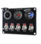 5 Gang Boat Switch Panel automobilinis jungiklių skydelis, grandinės valdymas, dvigubas Usb įkroviklis, raudona &scaron;viesa
