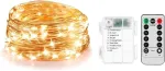 Enlace led girliandos su baterijomis, 10 m, 100 led girliandų, 8 režimai su nuotolinio valdymo pulteliu, ip65 atsparios vandeniui girliandos, viela vidaus, lauko, vestuvių, kalėdų vakarėlio dekoravimui, &scaron;ilta balta