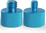 Objektyvas Frgyee mikrofono sraigtinis adapteris 5/8 į 1/4 sriegio adapteris ir 5/8 į 3/8 adapteris trikojui, mikrofono stovui ir kameros adapteriui (mėlynas)