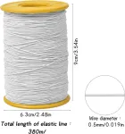 Vesaneae elastinis siūlas 0,8 mm &times; 380 m, karoliukų virvelė, elastinė virvelė, nailoninis siūlas, elastinis juvelyrinis siūlas, guminis siūlas, įrankiai karoliukų vėrimui "pasidaryk pats" apyrankėms, papuo&scaron;alams, plaukų juostoms, vėriniams (baltas)