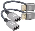 Riieyoca 90 laipsnių kampu auk&scaron;tyn Uhd 4k Hdmi į Hdmi pintas kabelis 0,17 m, 18 Gbps didelės spartos 2.0 pintas kabelis, palaiko 4k @ 60hz, 1080p, Hdcp 2.2, Arc, 3d (2 vnt.)